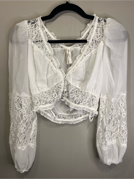 For Love And Lemons Tops - For Love & Lemons White Lace Sheer Blouse